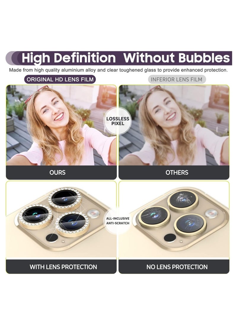 Raxoom iPhone 14 Pro 6.1 inch /14 Pro Max 6.7 inch Camera Lens Protector, Set with Diamonds Bling Camera Cover Tempered Glass - Image 5