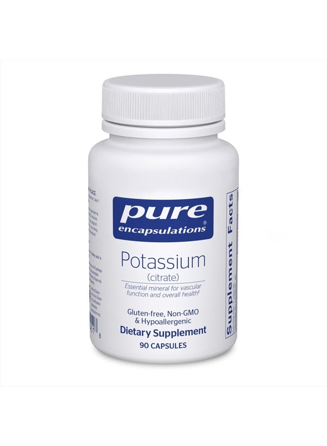 Pure Encapsulations Potassium (Citrate) - Essential Electrolyte Supplement to Support Nerve & Muscle Function, Adrenals, Hormones, Heart Health & Energy* - Potassium Citrate Capsule - 90 Capsules - Image 1
