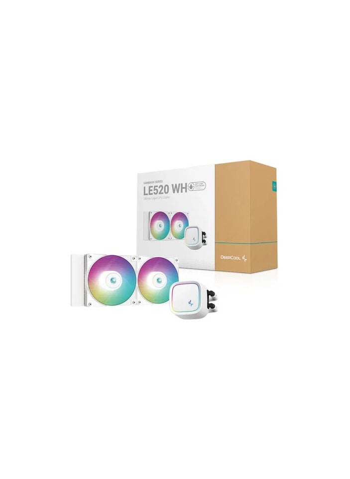 DEEPCOOL Deepcool LE520 aRGB AIO Liquid CPU Cooler, 240mm Radiator, 2x High-Performance aRGB Fans, 500~2250 RPM Fan Speed, 85.85 CFM Fan Airflow, Hydro Bearing Type, White | R-LE520-WHAMMN-G-1  - Image 2