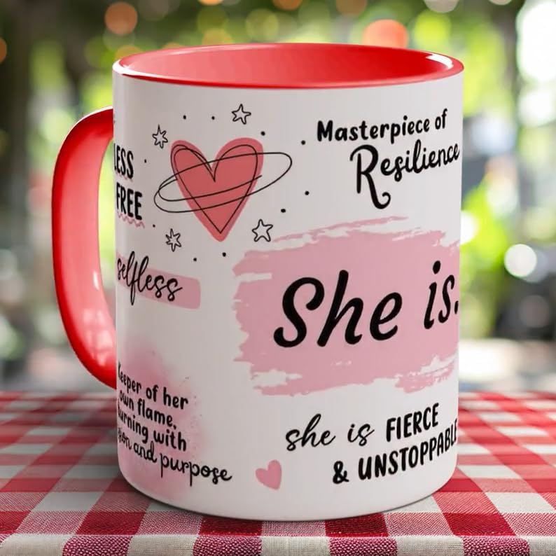 DAYS SHE is Mug, Coloured Motivational Cup, Inspirational Mug, Positivity Affirmations Gift, Birthday Gift, Mother's Gift, Mental Health - Image 2