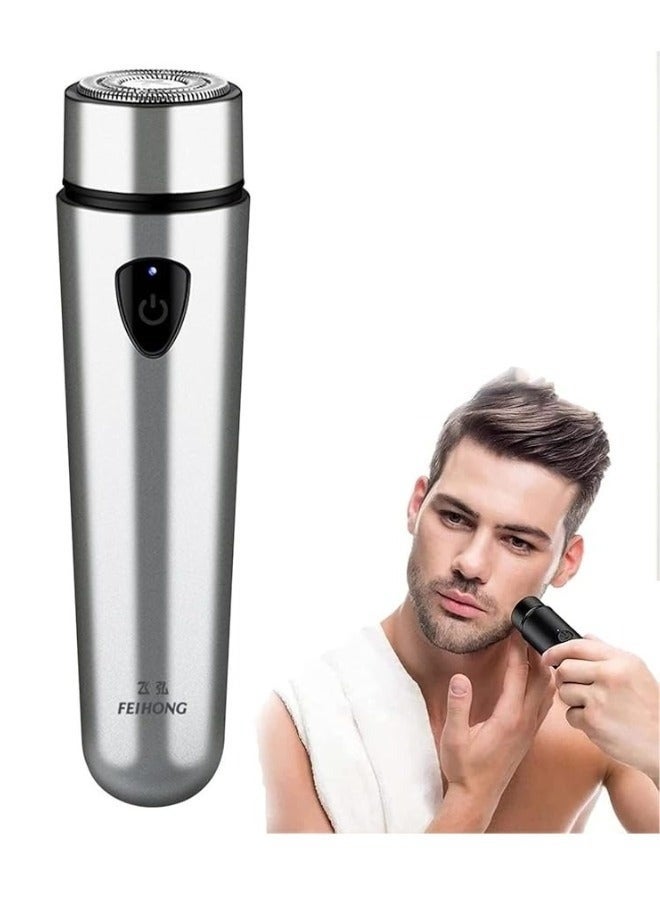 Electric Shaver, Portable Shaver, Waterproof Cordless Pocket Shaver, USB Rechargeable Wet and Dry Electric Shaver for Men-Silver - Image 1