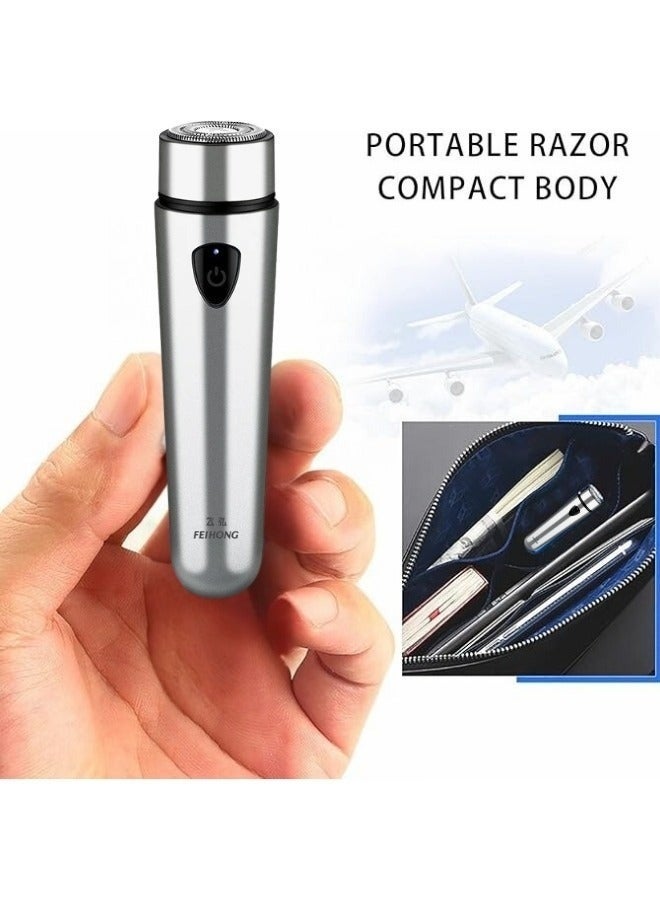 Electric Shaver, Portable Shaver, Waterproof Cordless Pocket Shaver, USB Rechargeable Wet and Dry Electric Shaver for Men-Silver - Image 3