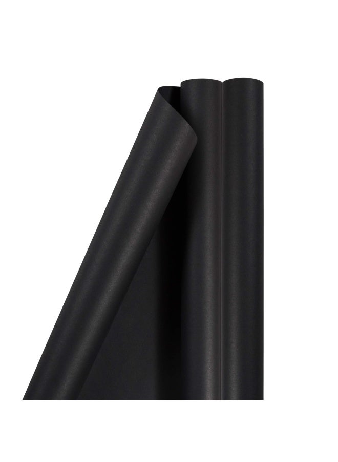 Gift Wrap - Matte Wrapping Paper - 25 Sq Ft Per Roll - Matte Black - 2 Pack