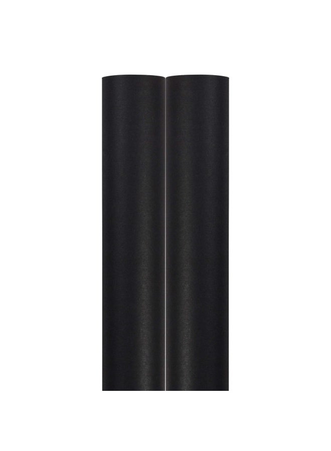 Gift Wrap - Matte Wrapping Paper - 25 Sq Ft Per Roll - Matte Black - 2 Pack