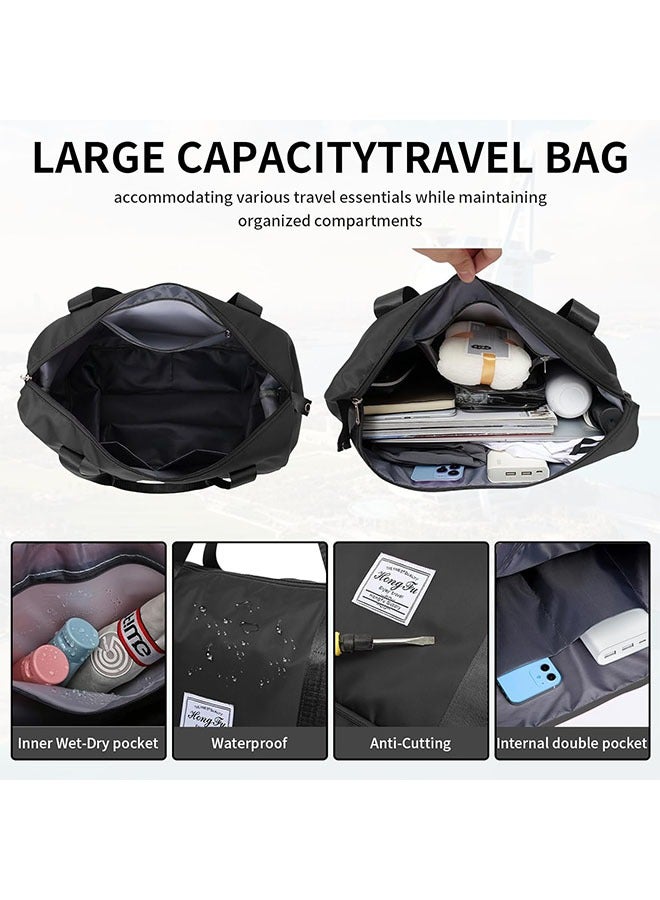 MLADEN Rolling Duffle Bag with Wheels 3-Layers Expandable Travel Bag Foldable Carry-on Bag with Detachable Wheels Large Gym Bag Weekend Bag Travel Luggage Bag Tote Bags for Men and Women(Black) - Image 3