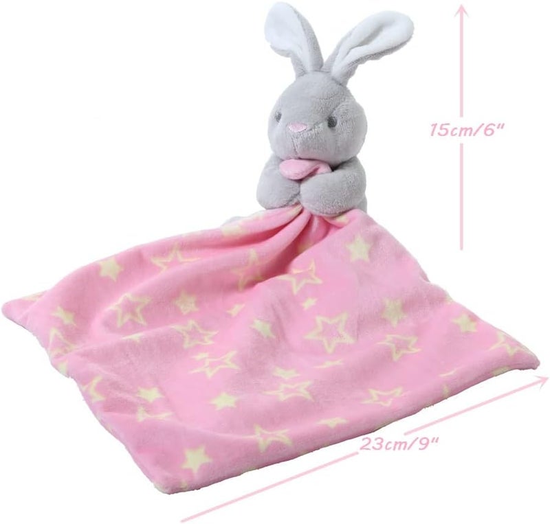 CREVENT Cozy Plush Baby Security Blanket Loveys for Baby Girls with Animal Face, Baby Shower/Birthday Gifts for Newborns Infant Toddler (Hugging Bunny) - Image 5