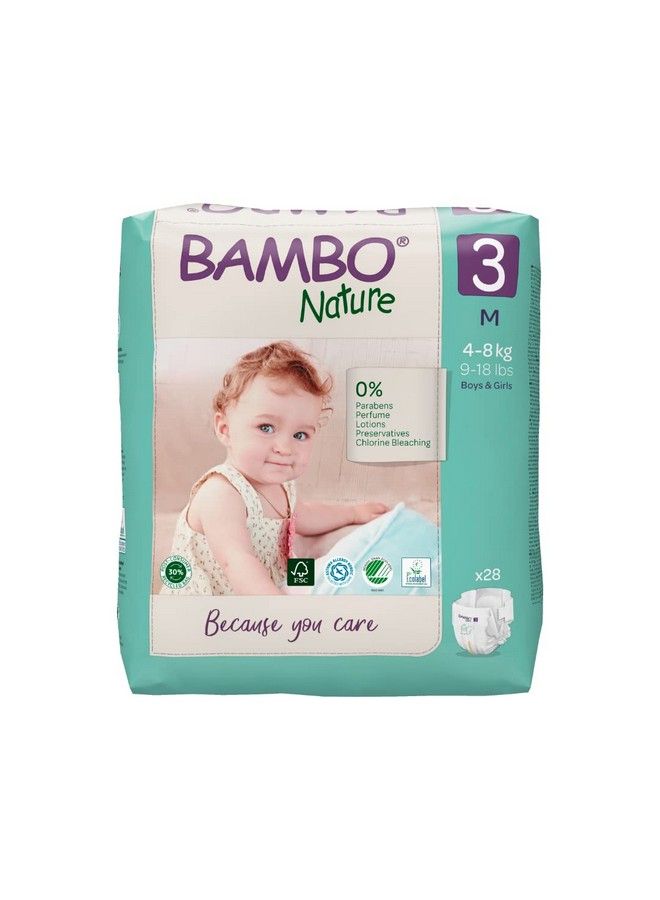 BAMBO NATURE حفاضات أطفال مميزة حجم متوسط 28 قطعة للرضع فائقة الامتصاص صديقة للبيئة ومزودة بمؤشر للرطوبة - Image 2