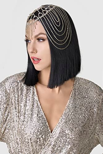 BABEYOND Vintage Style Roaring 20s Crystal Rhinestone Flapper Cap Headpiece Head Jewelry Chains - Image 4