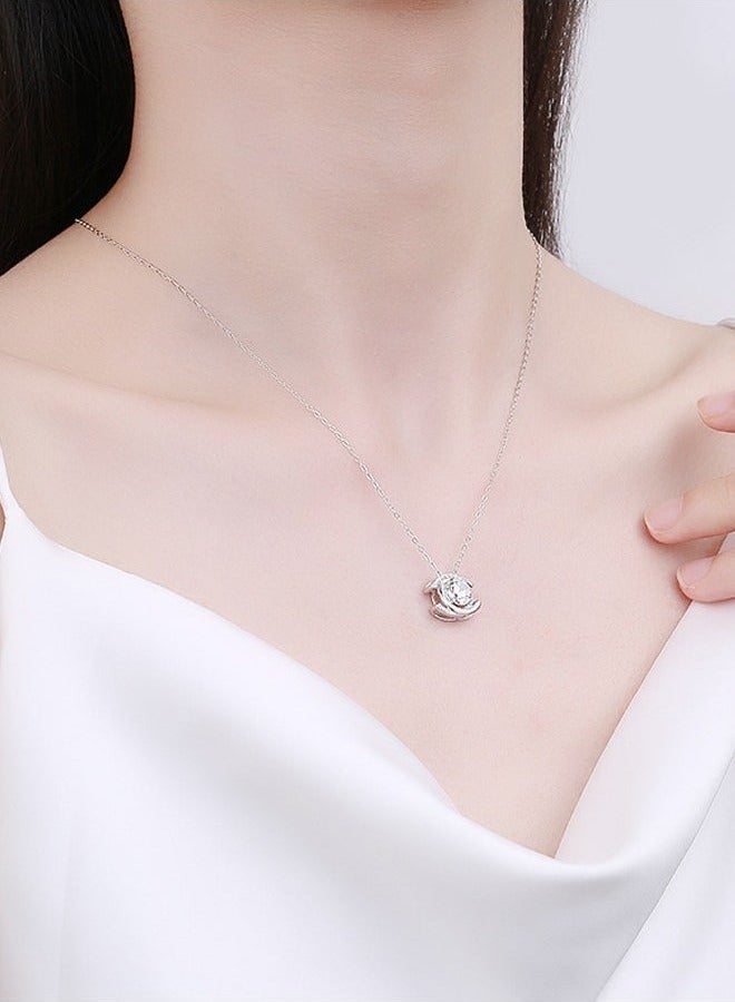 قلادة من الموزانيت، قلادة من الفضة الإسترلينية عيار 925 على شكل حرف C مزدوج، سلسلة ترقوة نسائية، هدية عيد الحب مع علبة رائعة، قلادة بسيطة متعددة الاستخدامات من الزركون - Image 1