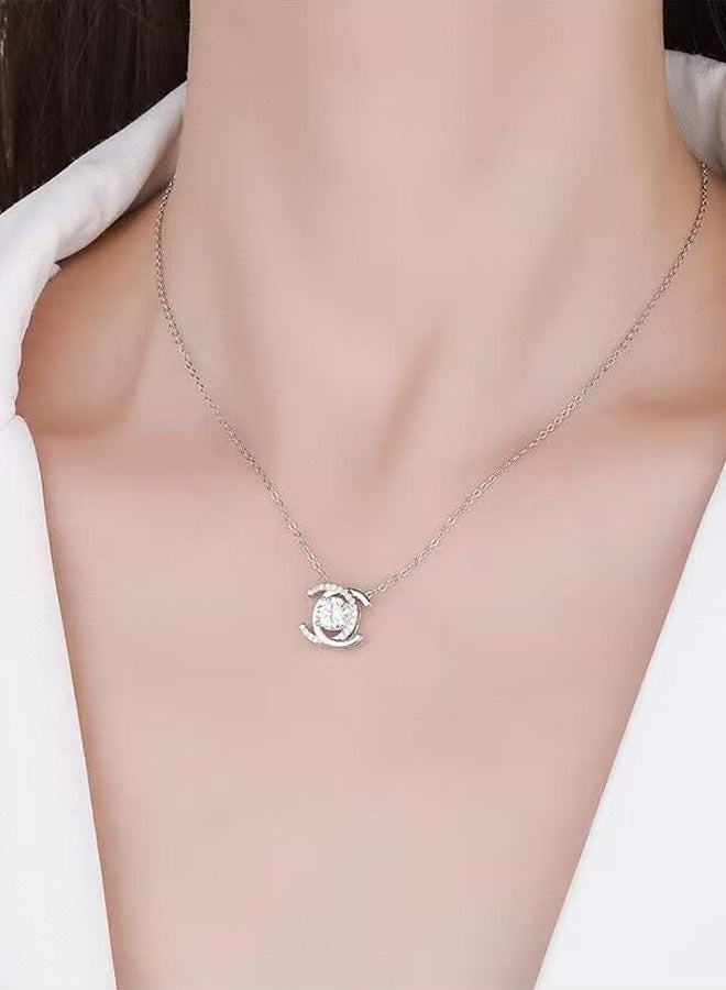 قلادة من الموزانيت، قلادة من الفضة الإسترلينية عيار 925 على شكل حرف C مزدوج، سلسلة ترقوة نسائية، هدية عيد الحب مع علبة رائعة، قلادة بسيطة متعددة الاستخدامات من الزركون - Image 2