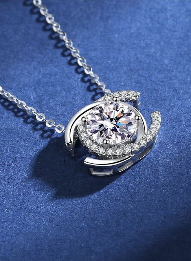 قلادة من الموزانيت، قلادة من الفضة الإسترلينية عيار 925 على شكل حرف C مزدوج، سلسلة ترقوة نسائية، هدية عيد الحب مع علبة رائعة، قلادة بسيطة متعددة الاستخدامات من الزركون - Image 3