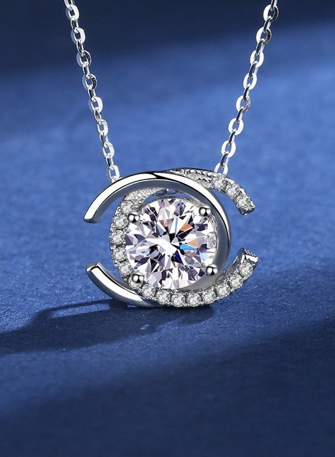 قلادة من الموزانيت، قلادة من الفضة الإسترلينية عيار 925 على شكل حرف C مزدوج، سلسلة ترقوة نسائية، هدية عيد الحب مع علبة رائعة، قلادة بسيطة متعددة الاستخدامات من الزركون - Image 4