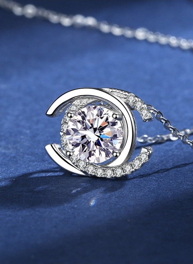 قلادة من الموزانيت، قلادة من الفضة الإسترلينية عيار 925 على شكل حرف C مزدوج، سلسلة ترقوة نسائية، هدية عيد الحب مع علبة رائعة، قلادة بسيطة متعددة الاستخدامات من الزركون - Image 5