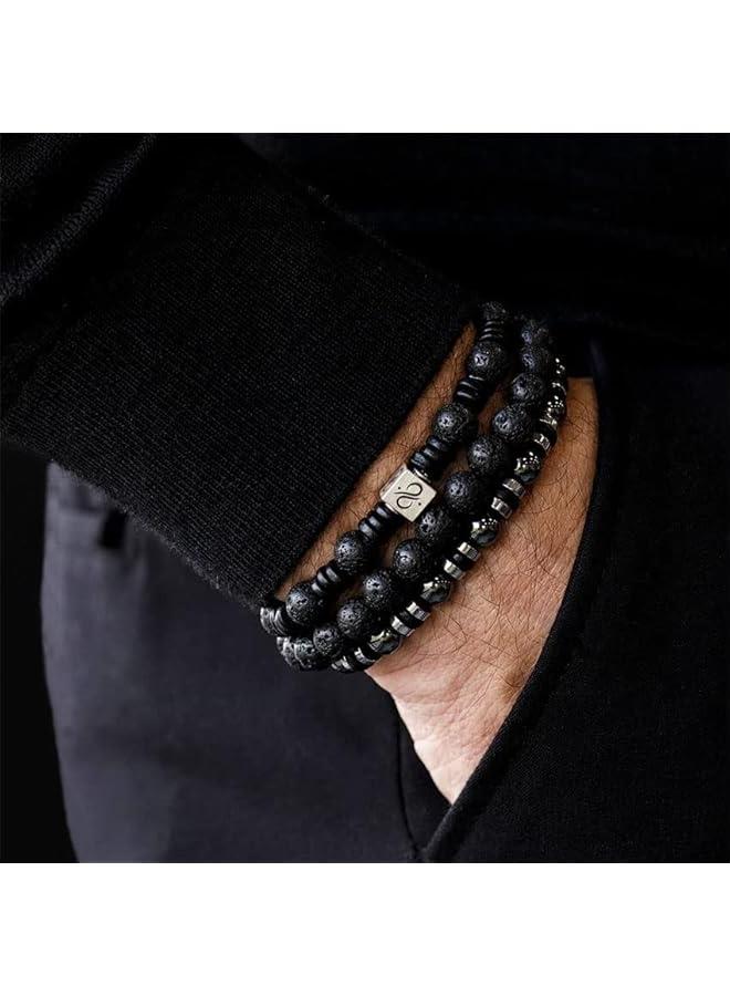 Arabest Tiger Eye Bracelet For Men 8MM Natural Stone Stretch Adjustable Black Crystal Beaded Bracelet for Men Women Gifts - Image 4