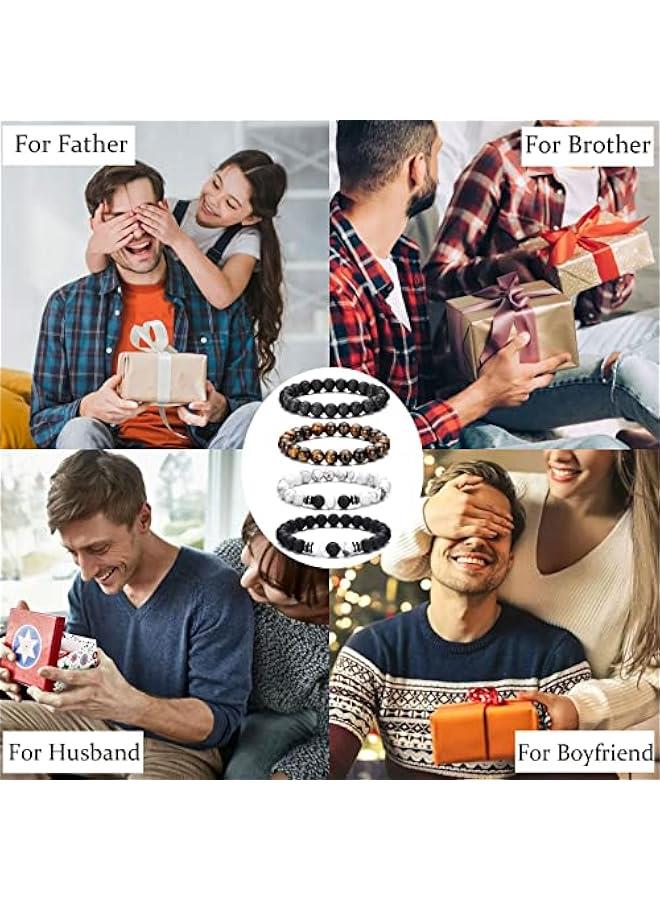 Arabest Tiger Eye Bracelet For Men 8MM Natural Stone Stretch Adjustable Black Crystal Beaded Bracelet for Men Women Gifts - Image 5