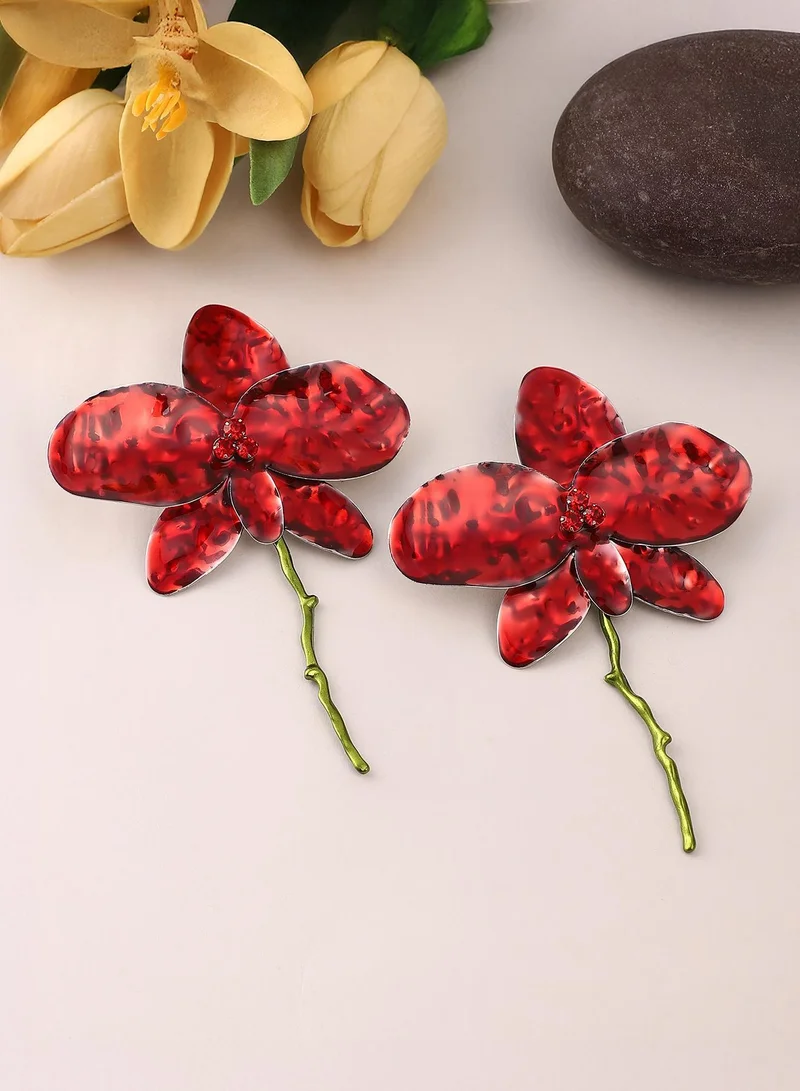 سوهي أقراط متدلية صناعية بتصميم أزهار ملتفة من الإيناميل