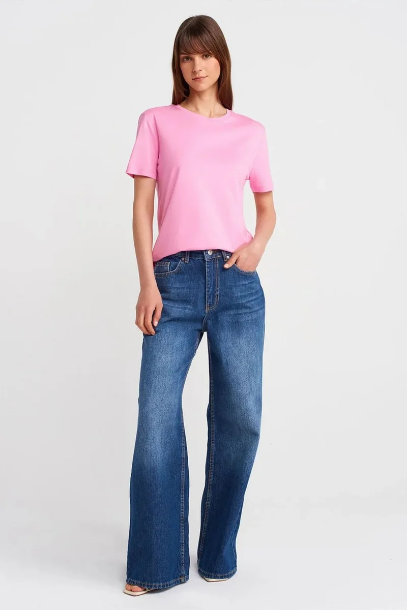 Dilvin Bright Pink DILVIN Women's Cotton Modal Crew Neck T-Shirt for Women | Best Price UAE