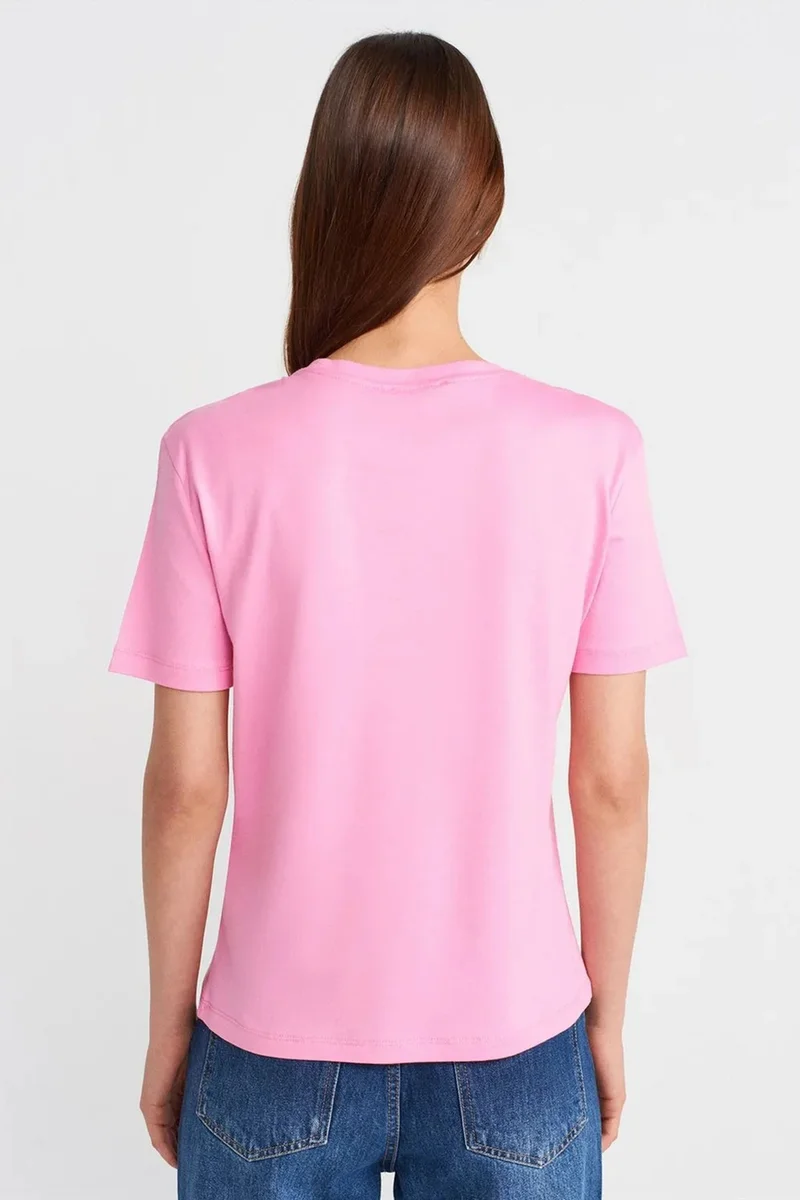 Dilvin Bright Pink DILVIN Women's Cotton Modal Crew Neck T-Shirt for Women | Best Price UAE