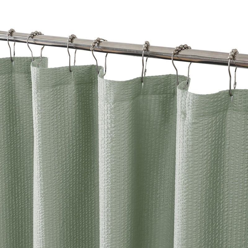 OVZME Berry Sage Green Shower Curtain - 3D Embossed Textured Shower Curtains for Bathroom  Boho Waffle Green Shower Curtains  Luxury Hotel Cloth Bath Curtain for Bathroom  72Wx72H  Sage Green - Image 5