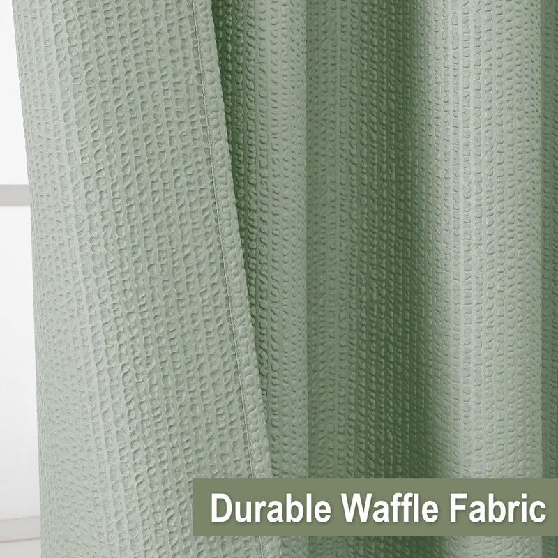 OVZME Berry Sage Green Shower Curtain - 3D Embossed Textured Shower Curtains for Bathroom  Boho Waffle Green Shower Curtains  Luxury Hotel Cloth Bath Curtain for Bathroom  72Wx72H  Sage Green - Image 4
