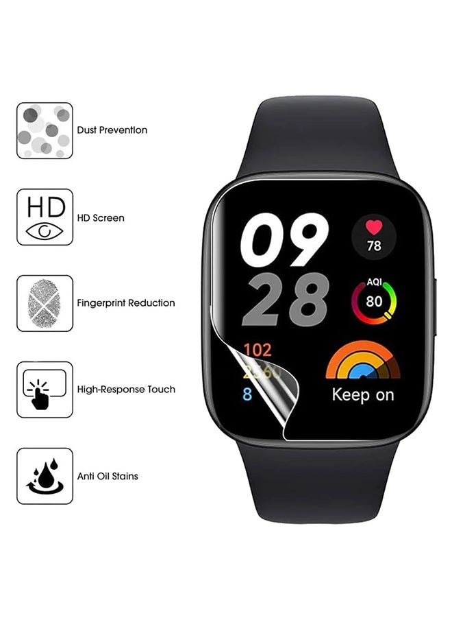 O Ozone - (Pack of 3) Screen Protector For Redmi Watch 3, Full Coverage Transparent Anti Scratch Hydrogel Film Screen Guard Protector - Clear - Image 1