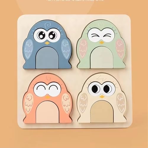Lefan Montessori Wooden 3D Cute Owl Face Changing Puzzle for Kids Emotional Expression Matching Game with 10 Double-Sided Question Cards Educational Wooden Toy for Preschool Boys Girls Ages 3-6 - Image 5