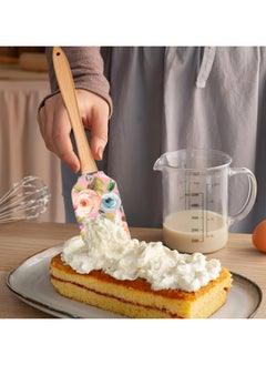 Oasisgalore 2pcs Silicone Spatula with Wooden Handle - Non-Stick, Heat-Resistant for Cooking & Baking  - Image 3