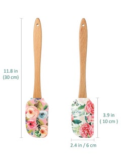 Oasisgalore 2pcs Silicone Spatula with Wooden Handle - Non-Stick, Heat-Resistant for Cooking & Baking  - Image 4