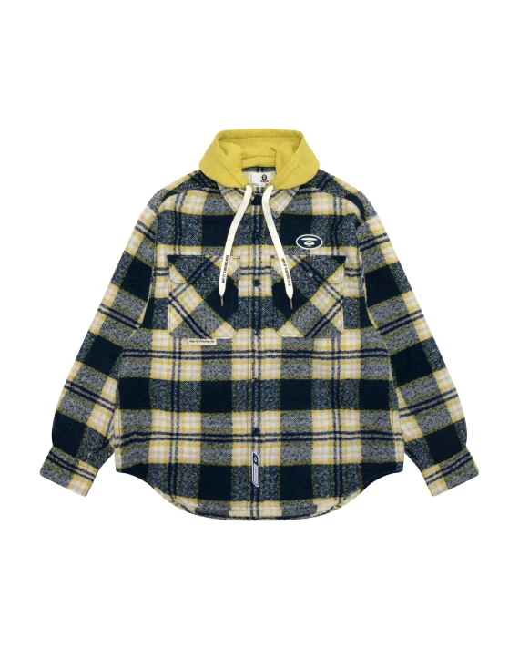 AAPE Moonface check hooded shirt