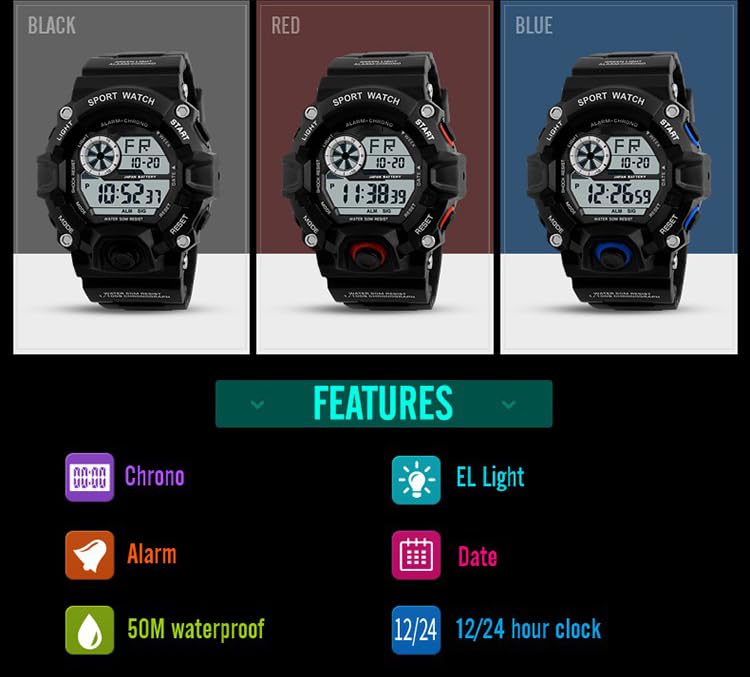Acnos Digital Red Trending New Fresh Arrival Elegant Looks Black Watch For Boys Unisex Sports Watches - Image 3