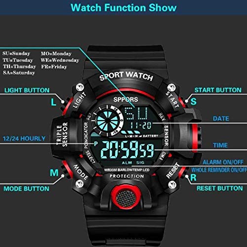 Acnos Digital Red Trending New Fresh Arrival Elegant Looks Black Watch For Boys Unisex Sports Watches - Image 2