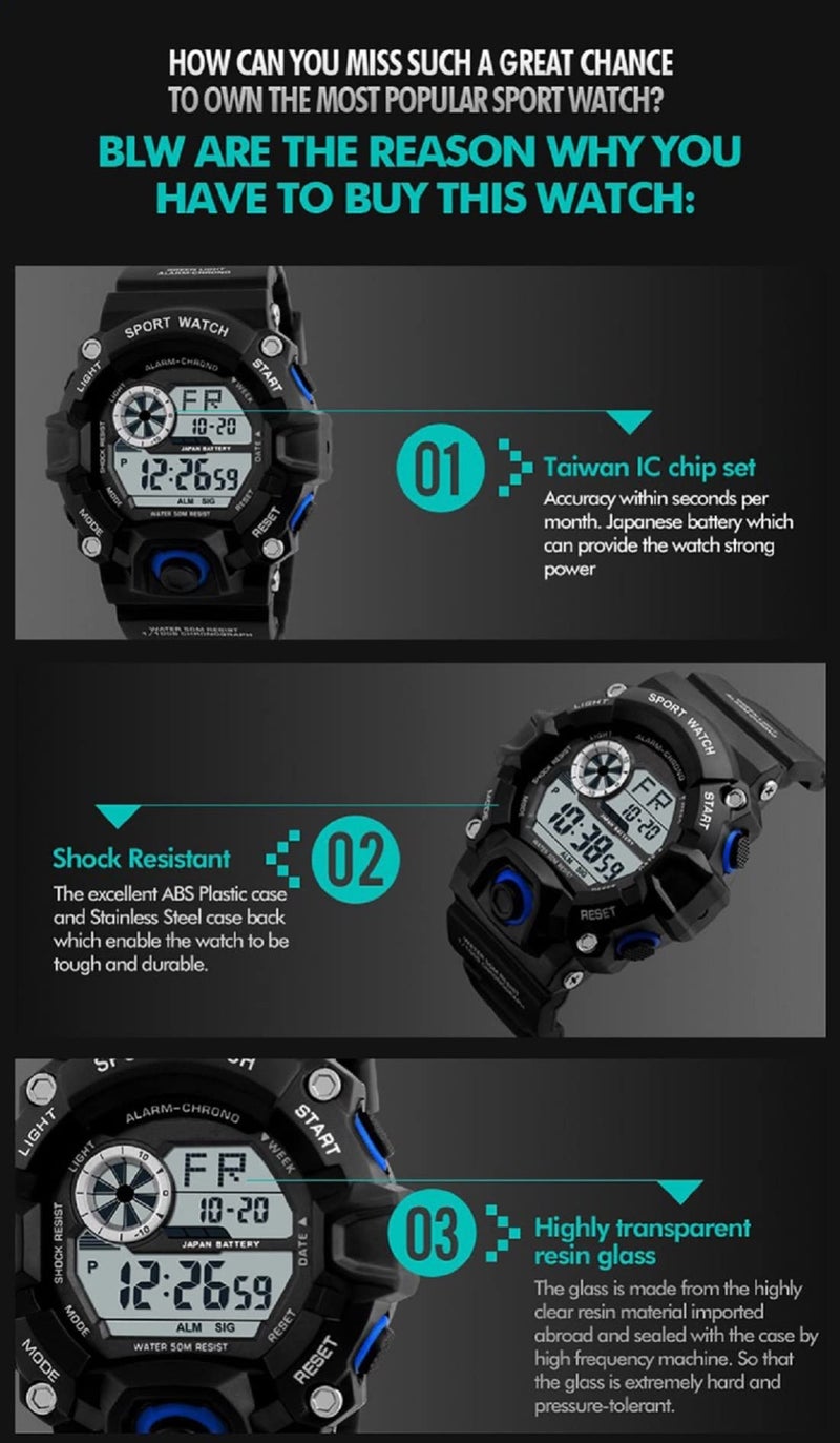 Acnos Digital Red Trending New Fresh Arrival Elegant Looks Black Watch For Boys Unisex Sports Watches - Image 5