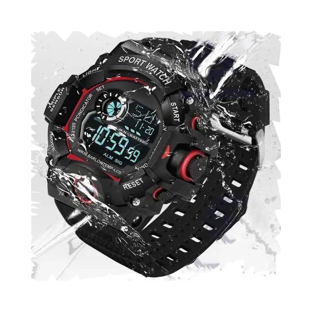 Acnos Digital Red Trending New Fresh Arrival Elegant Looks Black Watch For Boys Unisex Sports Watches - Image 1