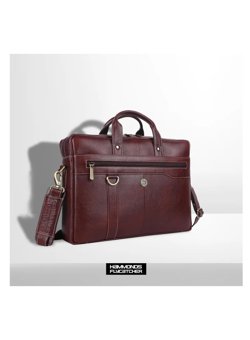 HAMMONDS FLYCATCHER Bombay Brown Leather 15.6 inch Men's Laptop Messenger Bag (Brown) | ‎LB201BR | BGQL