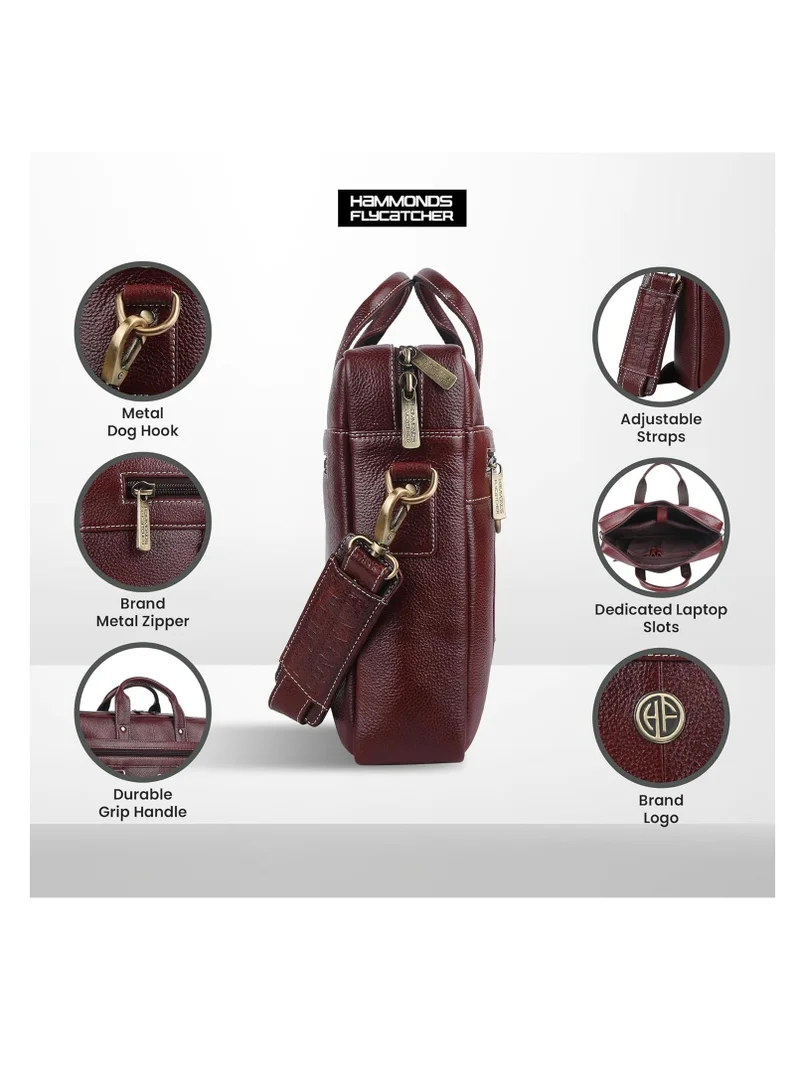 Hammonds Flycatcher  Bombay Brown Leather 15.6 inch Men's Laptop Messenger Bag (Brown) | ‎LB201BR | BGQL  | Best Price UAE