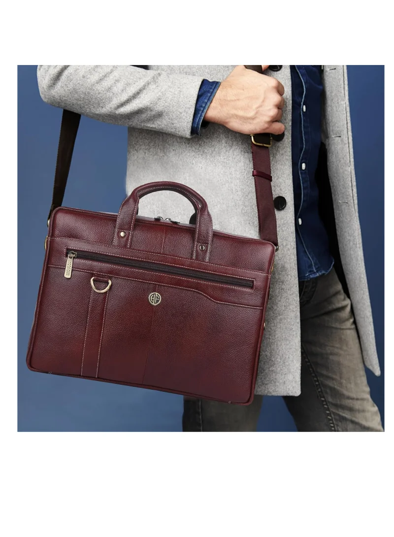Hammonds Flycatcher  Bombay Brown Leather 15.6 inch Men's Laptop Messenger Bag (Brown) | ‎LB201BR | BGQL  | Best Price UAE