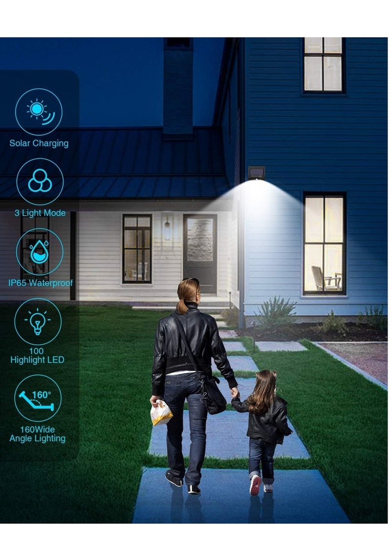 Generic 2 Pack Solar Motion Lights Outdoor, 3 Modes/100LED Solar Lights IP65 Waterproof Solar Motion Sensor Lights Solar Wall Lights Outdoor Lights for Front Door, Backyard, Garage (2 PACK)  - Image 5