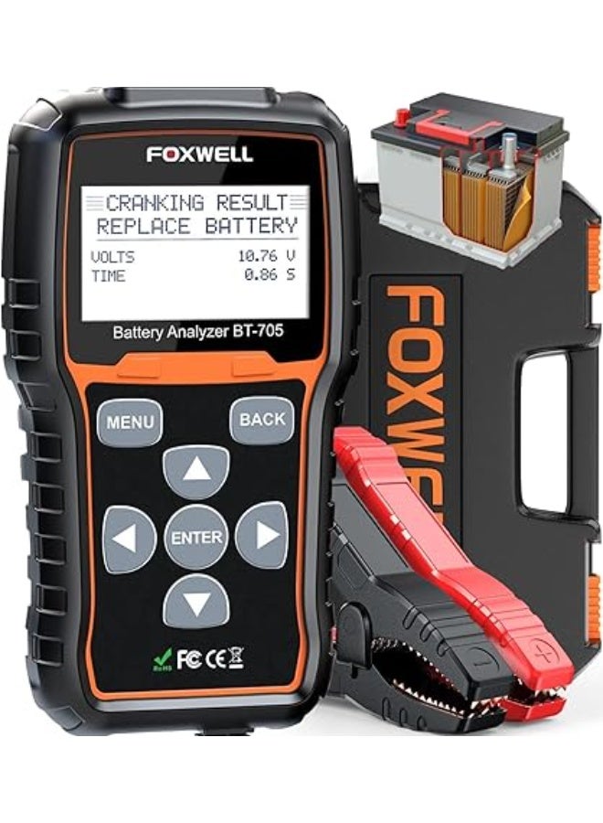 FOXWELL BT705 Car Battery Tester 12V 24V, Automotive 100-2000CCA Battery Load Tester Analyzer, Digital Cold Cranking Charging System Alternator Tester for Heavy Duty Truck Boat Marine SUV ATV - Image 1