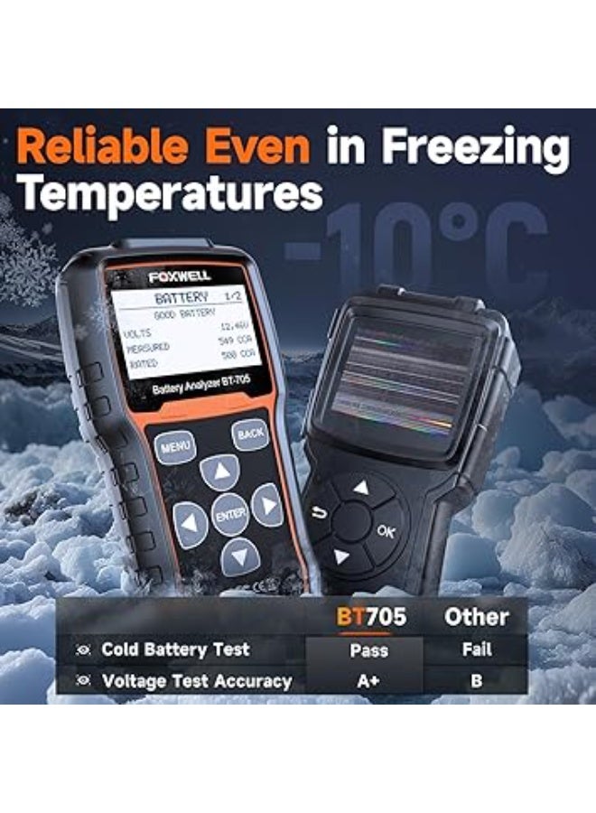 FOXWELL BT705 Car Battery Tester 12V 24V, Automotive 100-2000CCA Battery Load Tester Analyzer, Digital Cold Cranking Charging System Alternator Tester for Heavy Duty Truck Boat Marine SUV ATV - Image 3