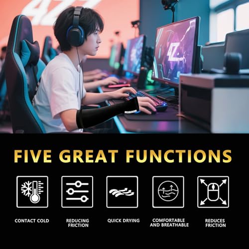 Peabownn Gaming Sleeve Short Arm Pc Reduces Friction & Fatigue Arm Sleeves for Gamers cooling Arm Sleeve Gaming and Athletes, Compression Arm Sleeves for men women Gaming Set up Accessories L 1 PCS - Image 3