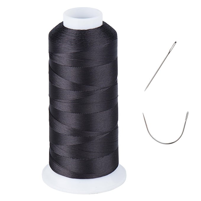 UV RESISTANT HEAVY DUTY OUTDOOR THREAD FOR HAND OR MACHINE SEWING 100 POLYESTER BONDED THREAD TEX 69 12WT 1500 YARDS NPBLACK