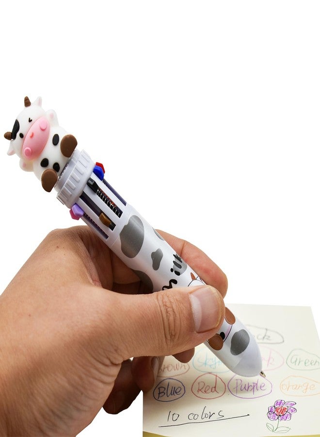 Lopenle 6 Pieces Multicolor Pens 10-in-1 Sheep Pens Cow Retractable 10 Colors Ballpoint Pens Stationery - Image 2