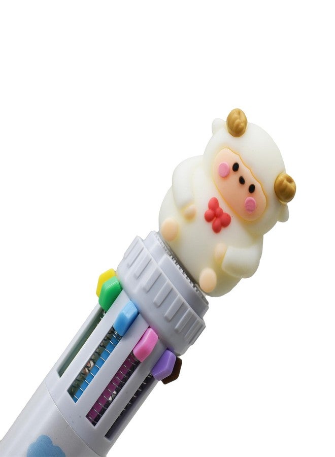 Lopenle 6 Pieces Multicolor Pens 10-in-1 Sheep Pens Cow Retractable 10 Colors Ballpoint Pens Stationery - Image 3