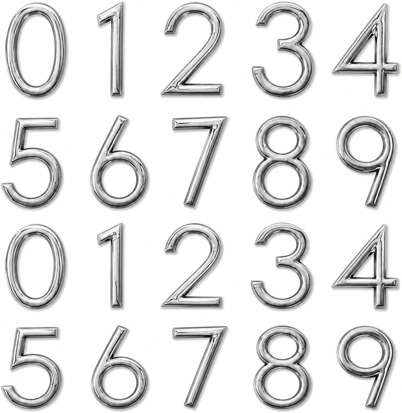 lyfLux Pack of 20, Self Adhesive Silvery Waterproof Mailbox Numbers 0-9, Door Address Numbers Stickers for Apartments, Hotel, Offices, Decoration Projects (2 Inch) - Image 1
