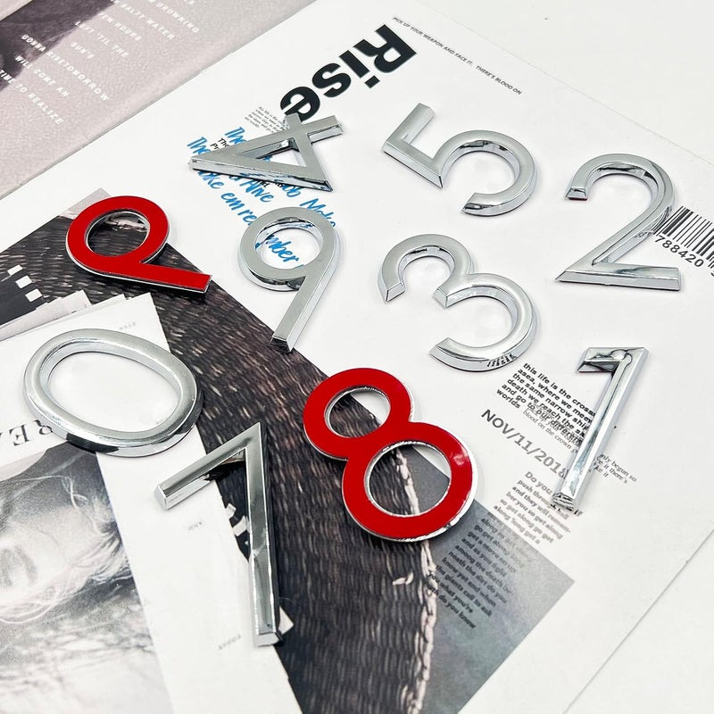 lyfLux Pack of 20, Self Adhesive Silvery Waterproof Mailbox Numbers 0-9, Door Address Numbers Stickers for Apartments, Hotel, Offices, Decoration Projects (2 Inch) - Image 2