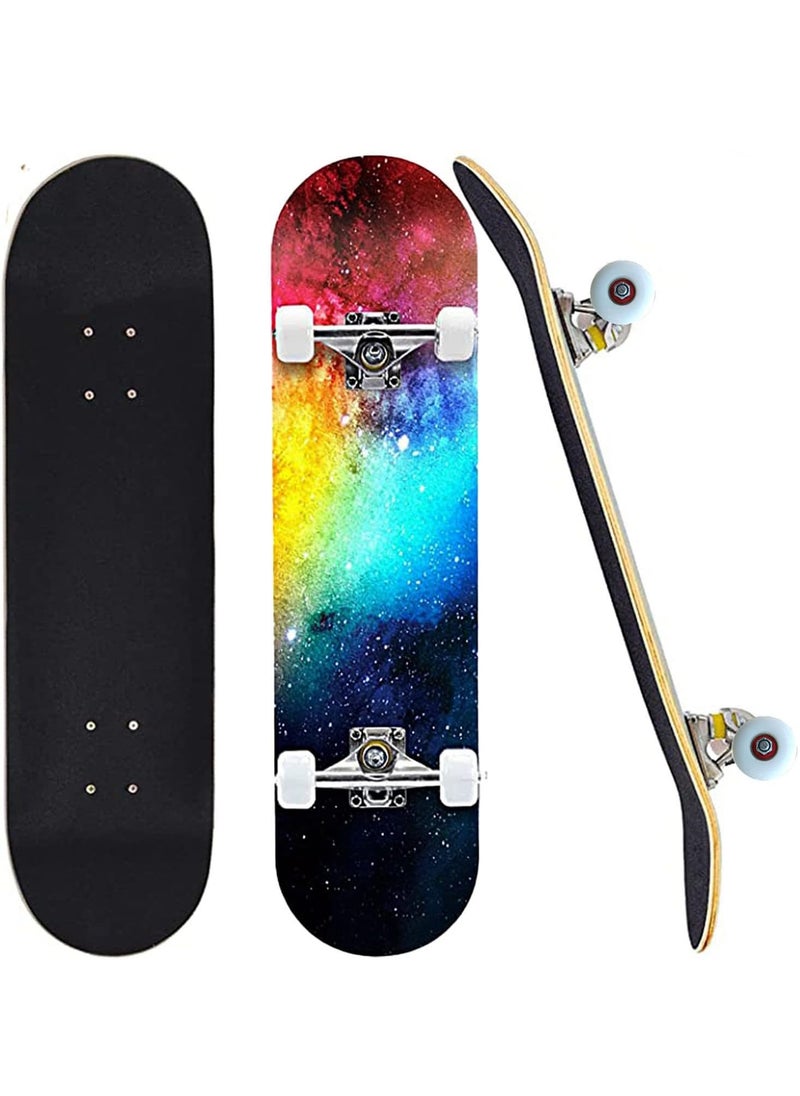 Arabest Beginner Adult Youth Children Boys Girls Skateboard 31"x8" Standard Complete Skateboard Maple Double Kick Concave Skateboard  - Image 1