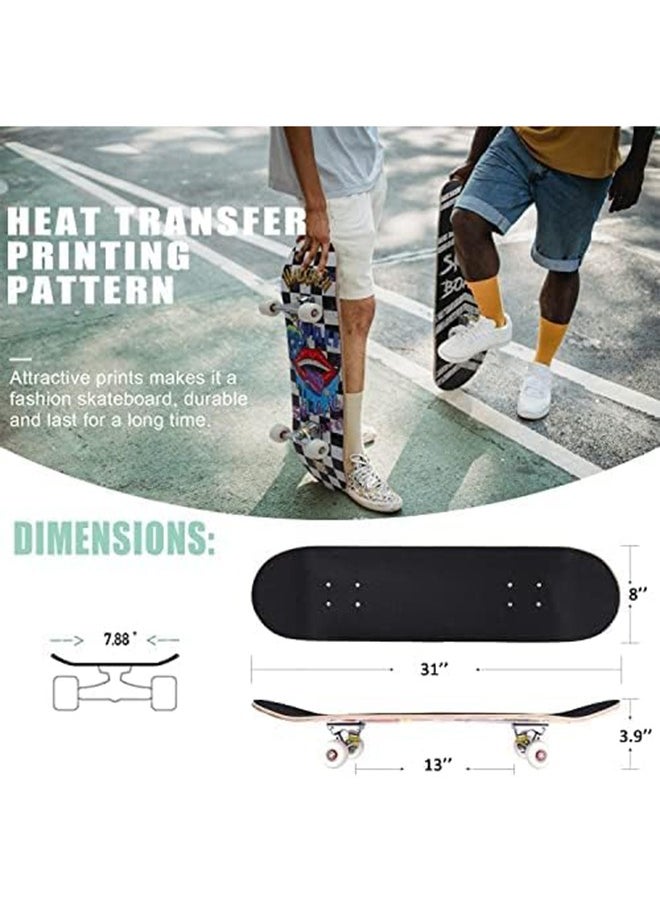 Arabest Beginner Adult Youth Children Boys Girls Skateboard 31"x8" Standard Complete Skateboard Maple Double Kick Concave Skateboard  - Image 5
