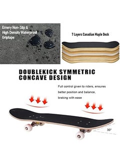 Arabest Beginner Adult Youth Children Boys Girls Skateboard 31"x8" Standard Complete Skateboard Maple Double Kick Concave Skateboard  - Image 2