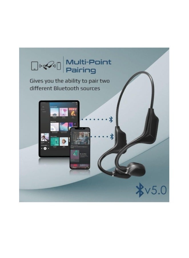 REBENUO Promate Bone Conduction Headphones, Bluetooth 5.0 Wireless Open Ear Lightweight Headphones with Built-in Mic, Sweatproof and Button Controls for iPhone 13, Samsung Galaxy S22, Gym, Office Ripple Black - Image 4