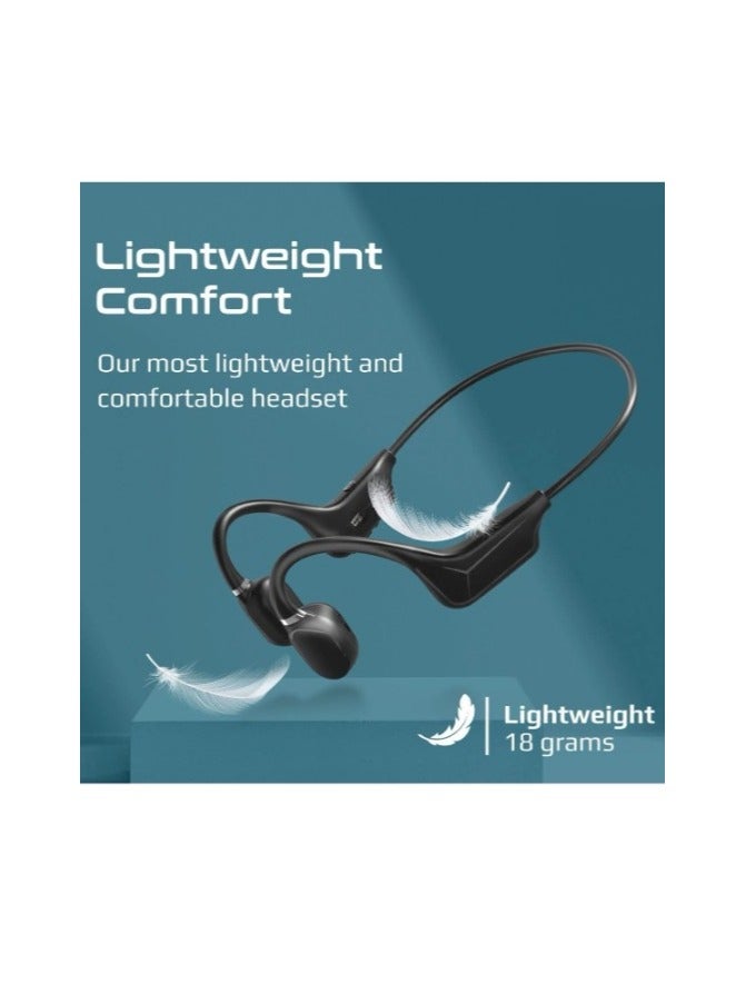 REBENUO Promate Bone Conduction Headphones, Bluetooth 5.0 Wireless Open Ear Lightweight Headphones with Built-in Mic, Sweatproof and Button Controls for iPhone 13, Samsung Galaxy S22, Gym, Office Ripple Black - Image 5